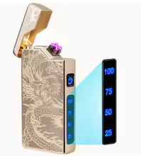 Double Arc Lighter with LED Power Display Windproof Metal Body Type-C Charging Custom Engrave for Outdoor Survival