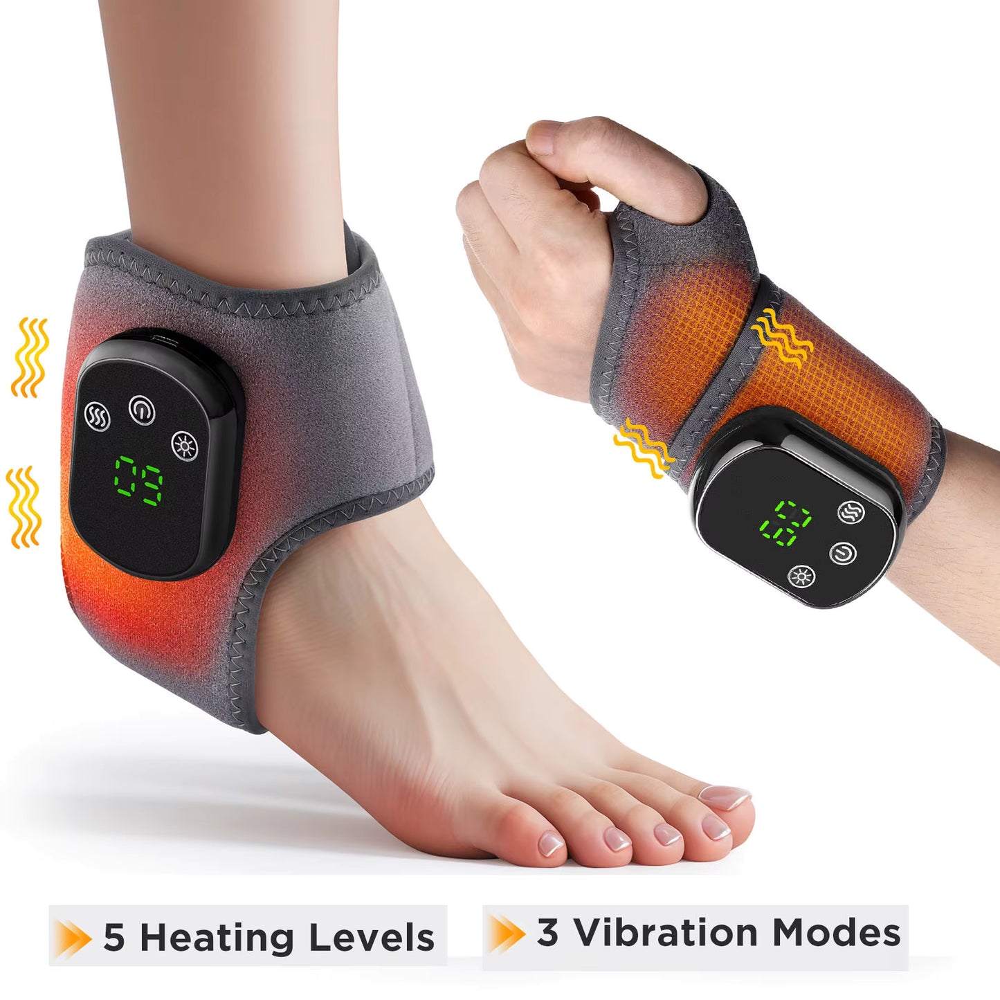Electric Ankle Brace with Adjustable Hot Compress Vibration Massage Ankle Guard Band Carpal Tunnel Foot Protection Support Tool