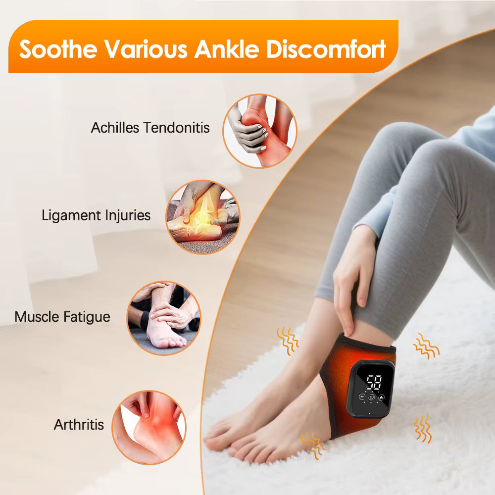 Electric Ankle Brace with Adjustable Hot Compress Vibration Massage Ankle Guard Band Carpal Tunnel Foot Protection Support Tool