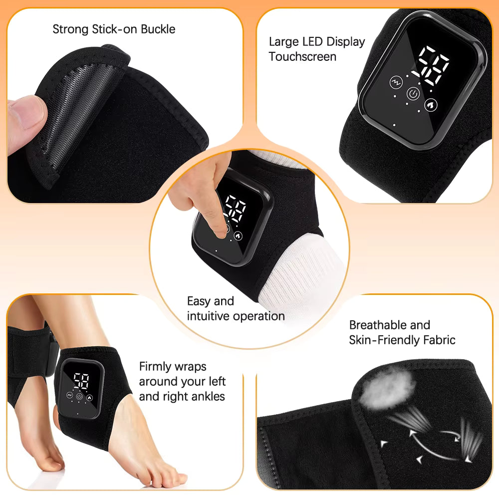 Electric Ankle Brace with Adjustable Hot Compress Vibration Massage Ankle Guard Band Carpal Tunnel Foot Protection Support Tool