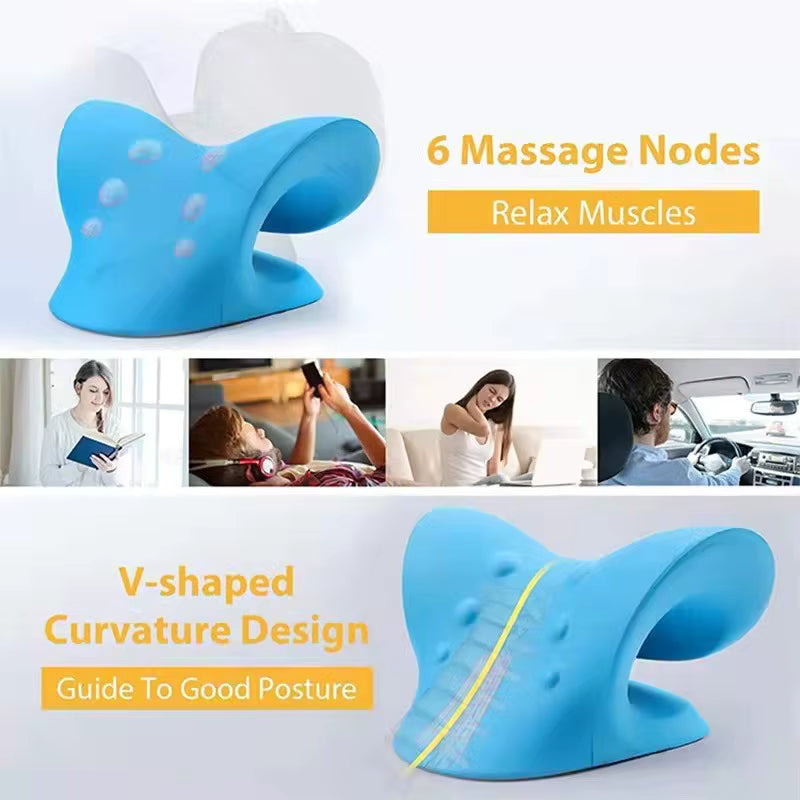 Cervical spine Massage pillow U shaped pillow Gravity shiatsu Cervical Massage pillow Neck and Shoulder Massage Blue Black