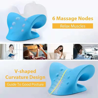 Cervical spine Massage pillow U shaped pillow Gravity shiatsu Cervical Massage pillow Neck and Shoulder Massage Blue Black