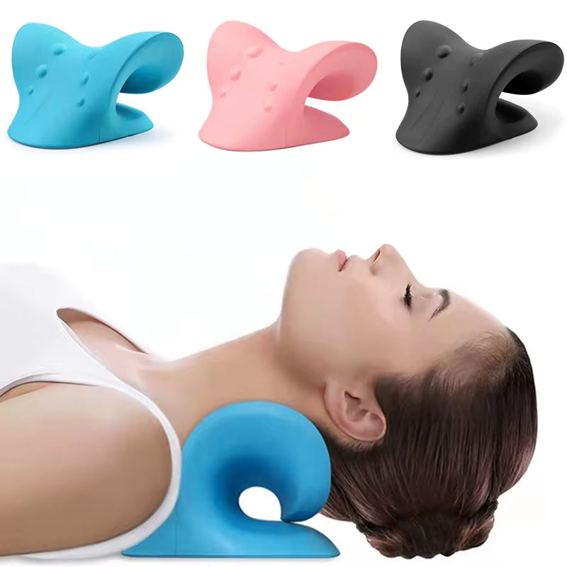 Cervical spine Massage pillow U shaped pillow Gravity shiatsu Cervical Massage pillow Neck and Shoulder Massage Blue Black