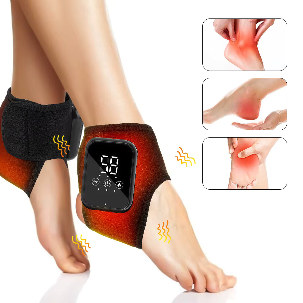 Electric Ankle Brace with Adjustable Hot Compress Vibration Massage Ankle Guard Band Carpal Tunnel Foot Protection Support Tool