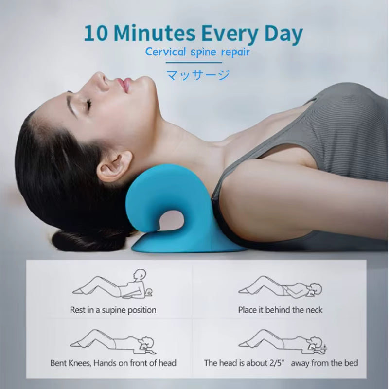 Cervical spine Massage pillow U shaped pillow Gravity shiatsu Cervical Massage pillow Neck and Shoulder Massage Blue Black