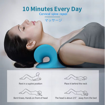 Cervical spine Massage pillow U shaped pillow Gravity shiatsu Cervical Massage pillow Neck and Shoulder Massage Blue Black