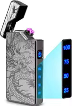 Double Arc Lighter with LED Power Display Windproof Metal Body Type-C Charging Custom Engrave for Outdoor Survival