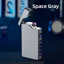 Double Arc Lighter with LED Power Display Windproof Metal Body Type-C Charging Custom Engrave for Outdoor Survival