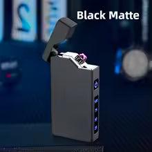 Double Arc Lighter with LED Power Display Windproof Metal Body Type-C Charging Custom Engrave for Outdoor Survival