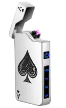 Double Arc Lighter with LED Power Display Windproof Metal Body Type-C Charging Custom Engrave for Outdoor Survival